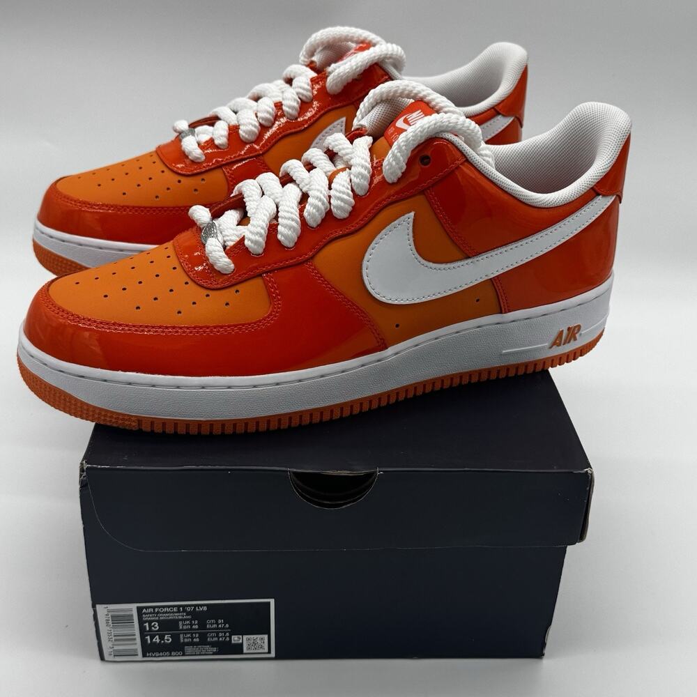 Nike Air Force 1 ‘07 LV8 Safety Orange Patent HV9405-800 Men’s Size 13 NIB
